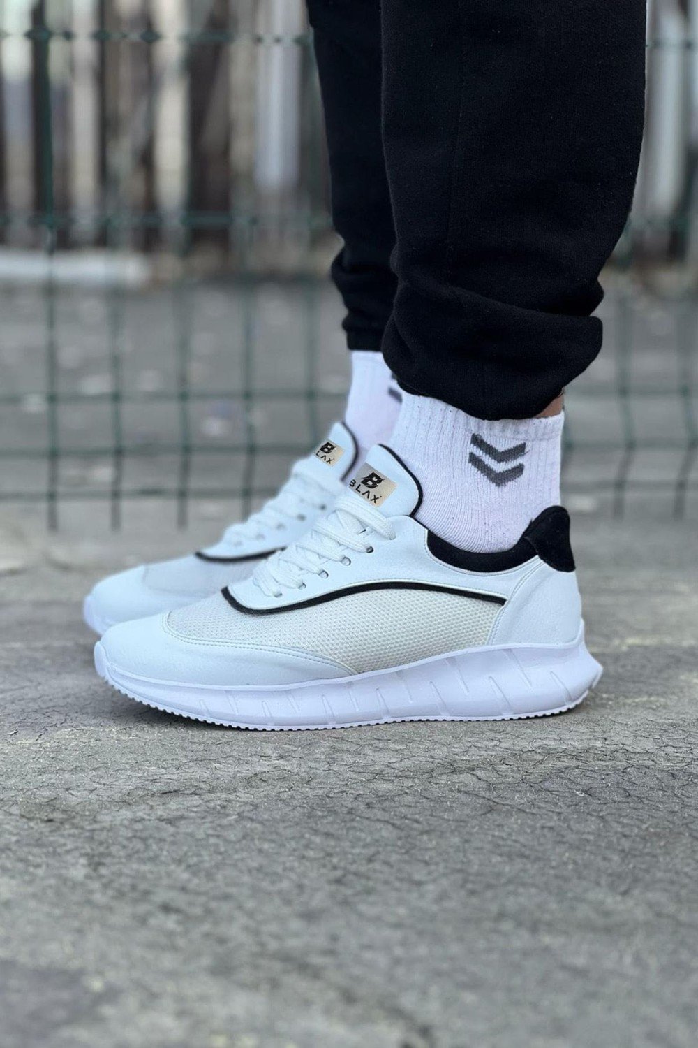 WG062 Erkek Günlük Bağcıklı Cilt Triko Spor Sneaker Ayakkabı CTBT - Beyaz/Siyah Erkek Ayakkabı WG062 Erkek Günlük Bağcıklı Cilt Triko Spor Sneaker Ayakkabı CTBT - Beyaz/Siyah – Wagoon Erkek Ayakkabı