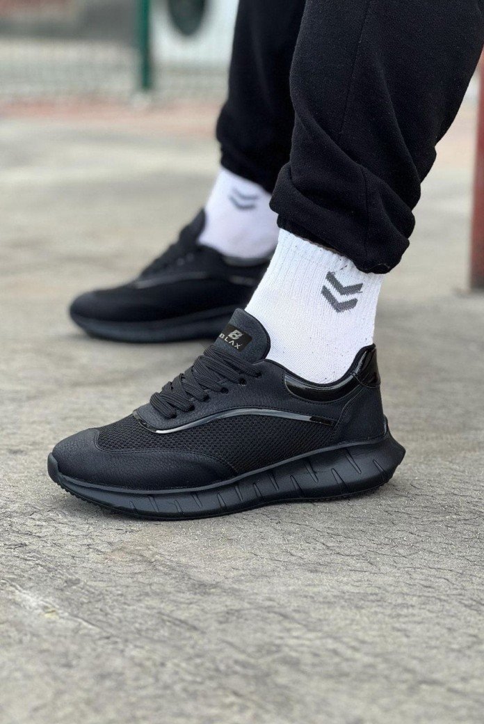 WG062 Erkek Günlük Bağcıklı Cilt Triko Spor Sneaker Ayakkabı CTST - Siyah WG062 Erkek Günlük Bağcıklı Cilt Triko Spor Sneaker Ayakkabı CTST - Siyah