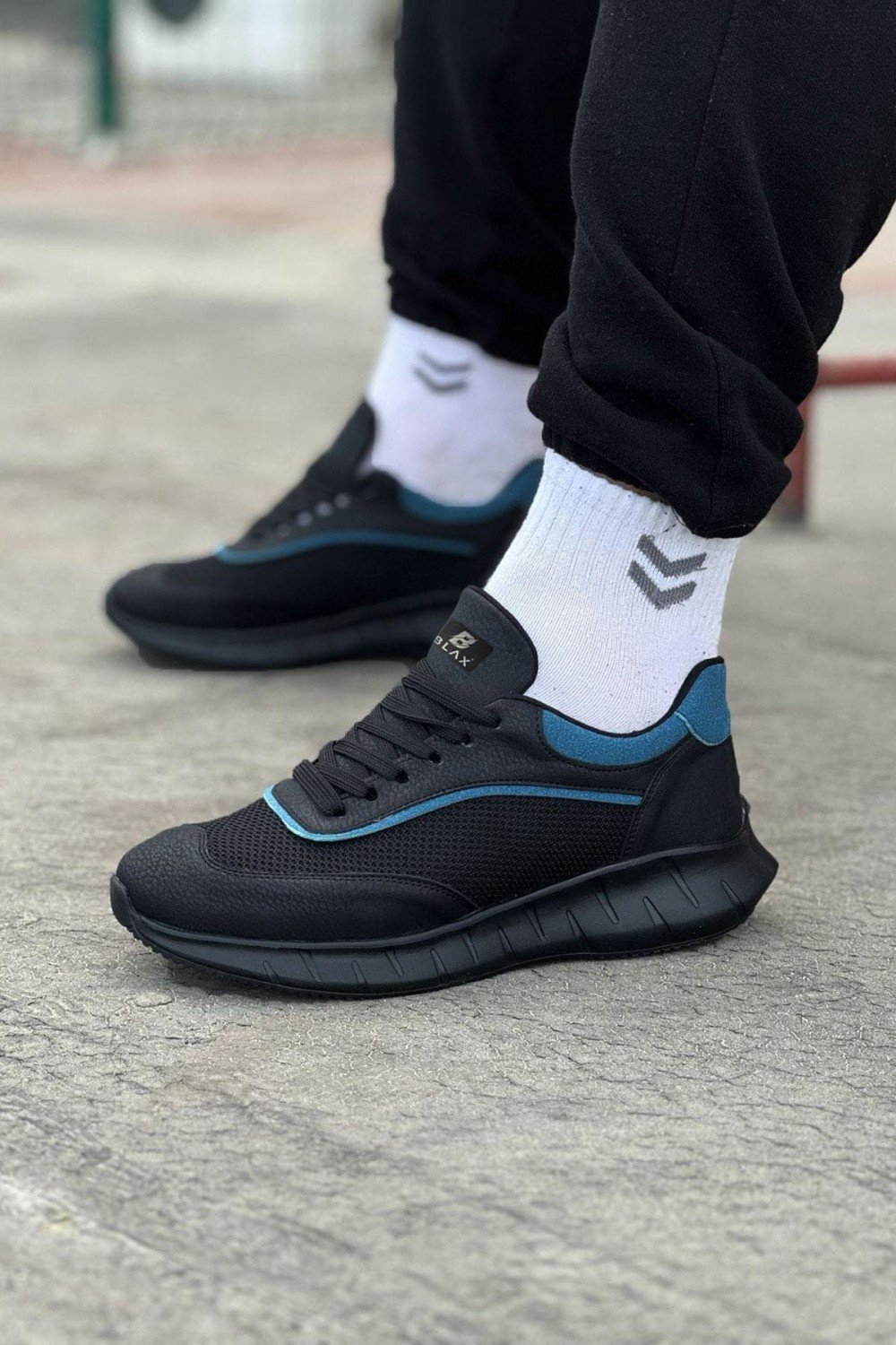 WG062 Erkek Günlük Bağcıklı Cilt Triko Spor Sneaker Ayakkabı CTST - Siyah/Mavi Erkek Ayakkabı WG062 Erkek Günlük Bağcıklı Cilt Triko Spor Sneaker Ayakkabı CTST - Siyah/Mavi – Wagoon Erkek Ayakkabı