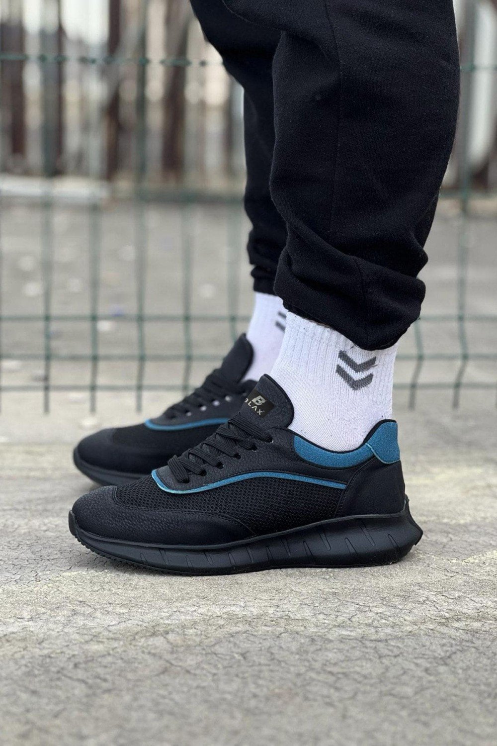 WG062 Erkek Günlük Bağcıklı Cilt Triko Spor Sneaker Ayakkabı CTST - Siyah/Mavi Erkek Ayakkabı WG062 Erkek Günlük Bağcıklı Cilt Triko Spor Sneaker Ayakkabı CTST - Siyah/Mavi – Wagoon Erkek Ayakkabı