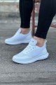 WG063 Erkek Günlük Bağcıklı Triko Cilt Spor Sneaker Ayakkabı TCBT - Beyaz