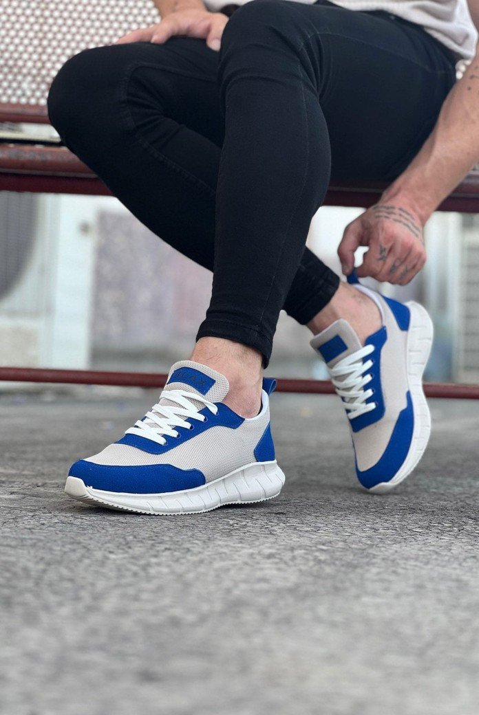 WG063 Erkek Günlük Bağcıklı Triko Süet Spor Sneaker Ayakkabı TSBT - Bej/Mavi WG063 Erkek Günlük Bağcıklı Triko Süet Spor Sneaker Ayakkabı TSBT - Bej/Mavi
