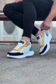 WG063 Erkek Günlük Bağcıklı Triko Süet Spor Sneaker Ayakkabı TSBT - Beyaz/Sarı – Wagoon Erkek Ayakkabı