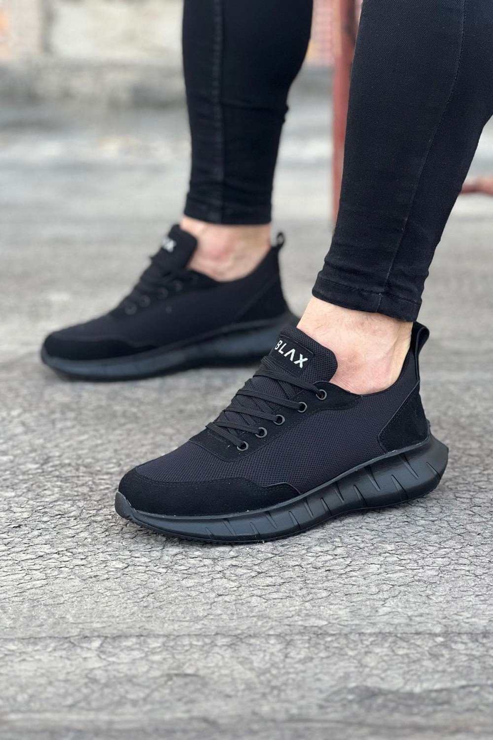 WG063 Erkek Günlük Bağcıklı Triko Süet Spor Sneaker Ayakkabı TSST - Siyah – Wagoon Erkek Ayakkabı