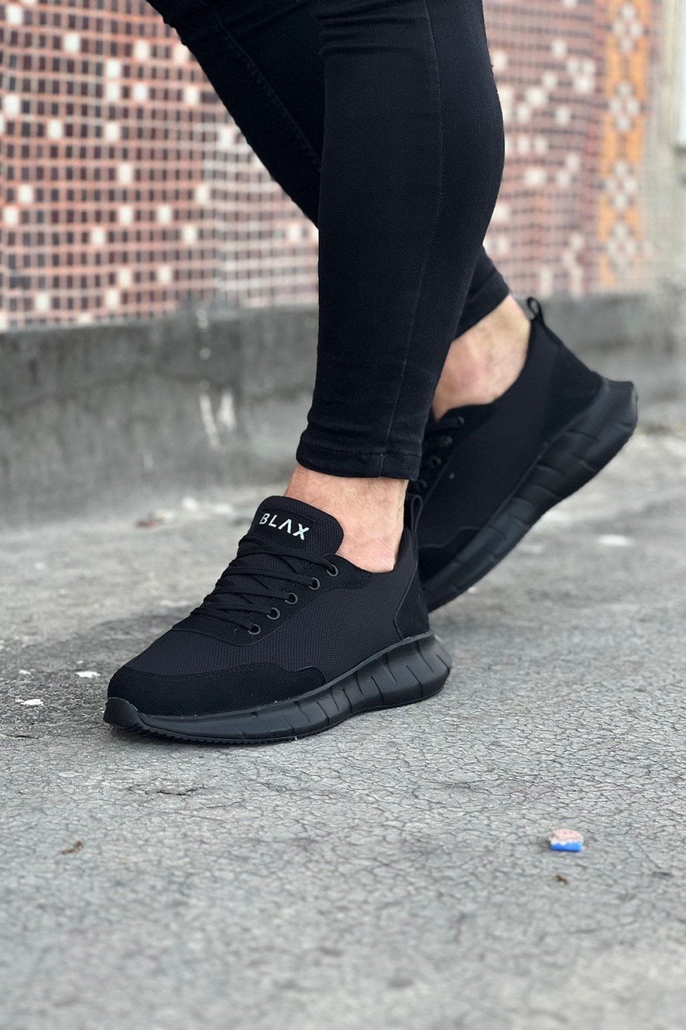 WG063 Erkek Günlük Bağcıklı Triko Süet Spor Sneaker Ayakkabı TSST - Siyah – Wagoon Erkek Ayakkabı