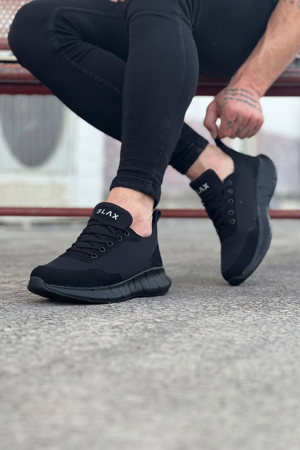 WG063 Erkek Günlük Bağcıklı Triko Süet Spor Sneaker Ayakkabı TSST - Siyah – Wagoon Erkek Ayakkabı