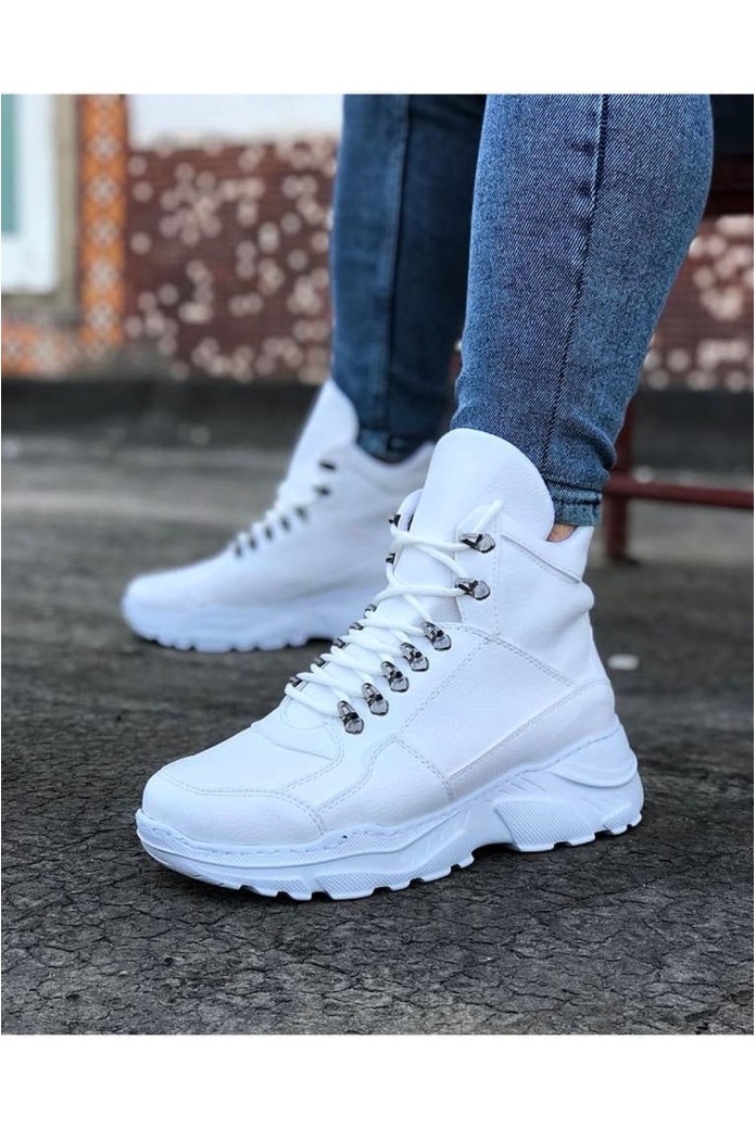 WG07 Erkek Spor Günlük Bağcıklı Cilt Bot CBT - Beyaz