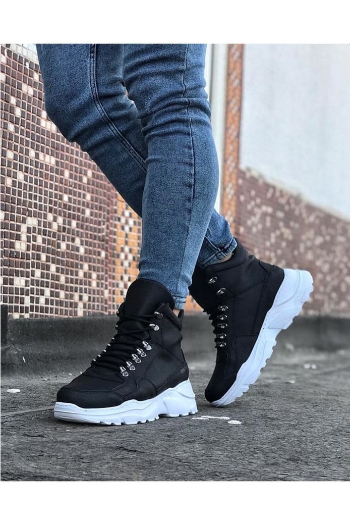 WG07 Erkek Spor Günlük Bağcıklı Cilt Bot CBT - Siyah