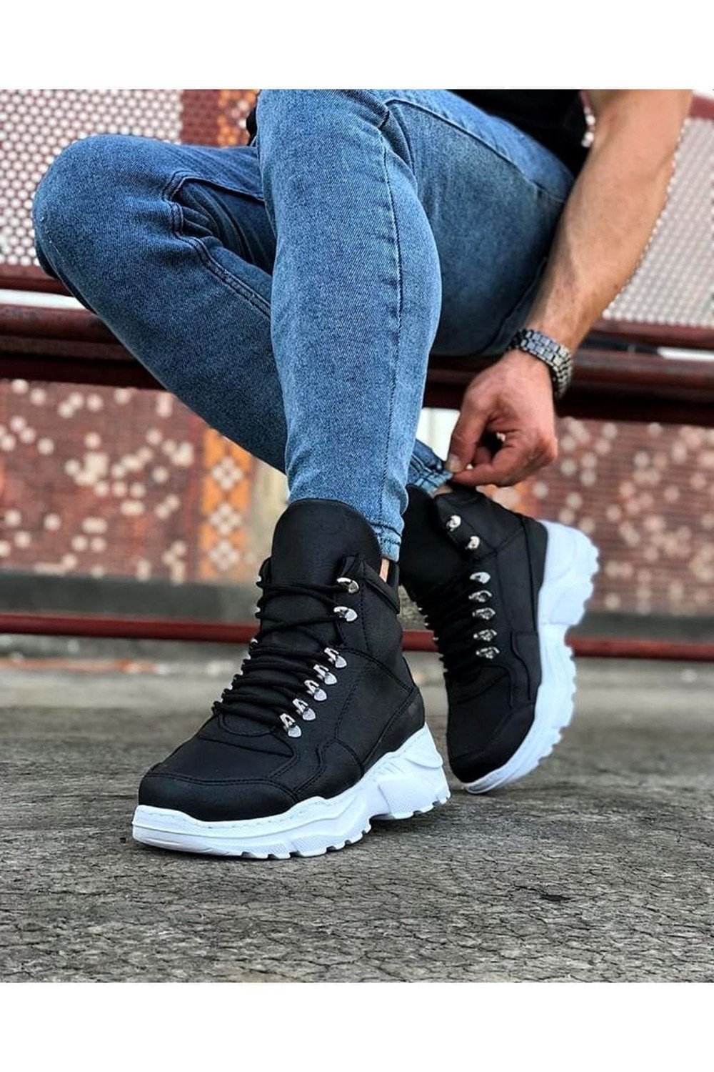 WG07 Erkek Spor Günlük Bağcıklı Cilt Bot CBT - Siyah – Wagoon Erkek Ayakkabı