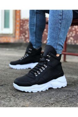 WG07 Erkek Spor Günlük Bağcıklı Cilt Bot CBT - Siyah