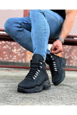 WG07 Erkek Spor Günlük Bağcıklı Cilt Bot CST - Siyah