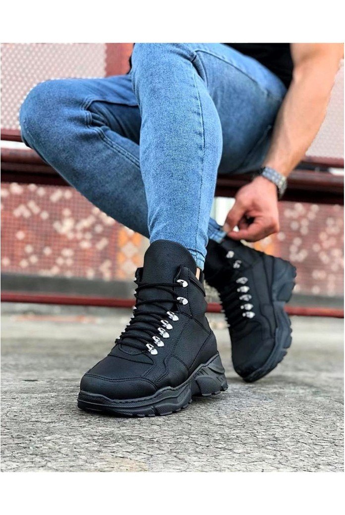 WG07 Erkek Spor Günlük Bağcıklı Cilt Bot CST - Siyah