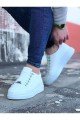 WG08 Erkek Günlük Bağcıklı Cilt Spor Sneaker Ayakkabı CBT - Beyaz – Wagoon Erkek Ayakkabı