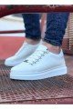 WG08 Erkek Günlük Bağcıklı Cilt Spor Sneaker Ayakkabı CBT - Beyaz – Wagoon Erkek Ayakkabı