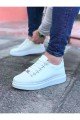 WG08 Erkek Günlük Bağcıklı Cilt Spor Sneaker Ayakkabı CBT - Beyaz