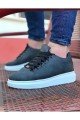 WG08 Erkek Günlük Bağcıklı Cilt Spor Sneaker Ayakkabı CBT - Gri – Wagoon Erkek Ayakkabı