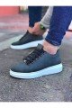 WG08 Erkek Günlük Bağcıklı Cilt Spor Sneaker Ayakkabı CBT - Gri
