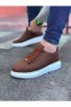 WG08 Erkek Günlük Bağcıklı Cilt Spor Sneaker Ayakkabı CBT - Taba
