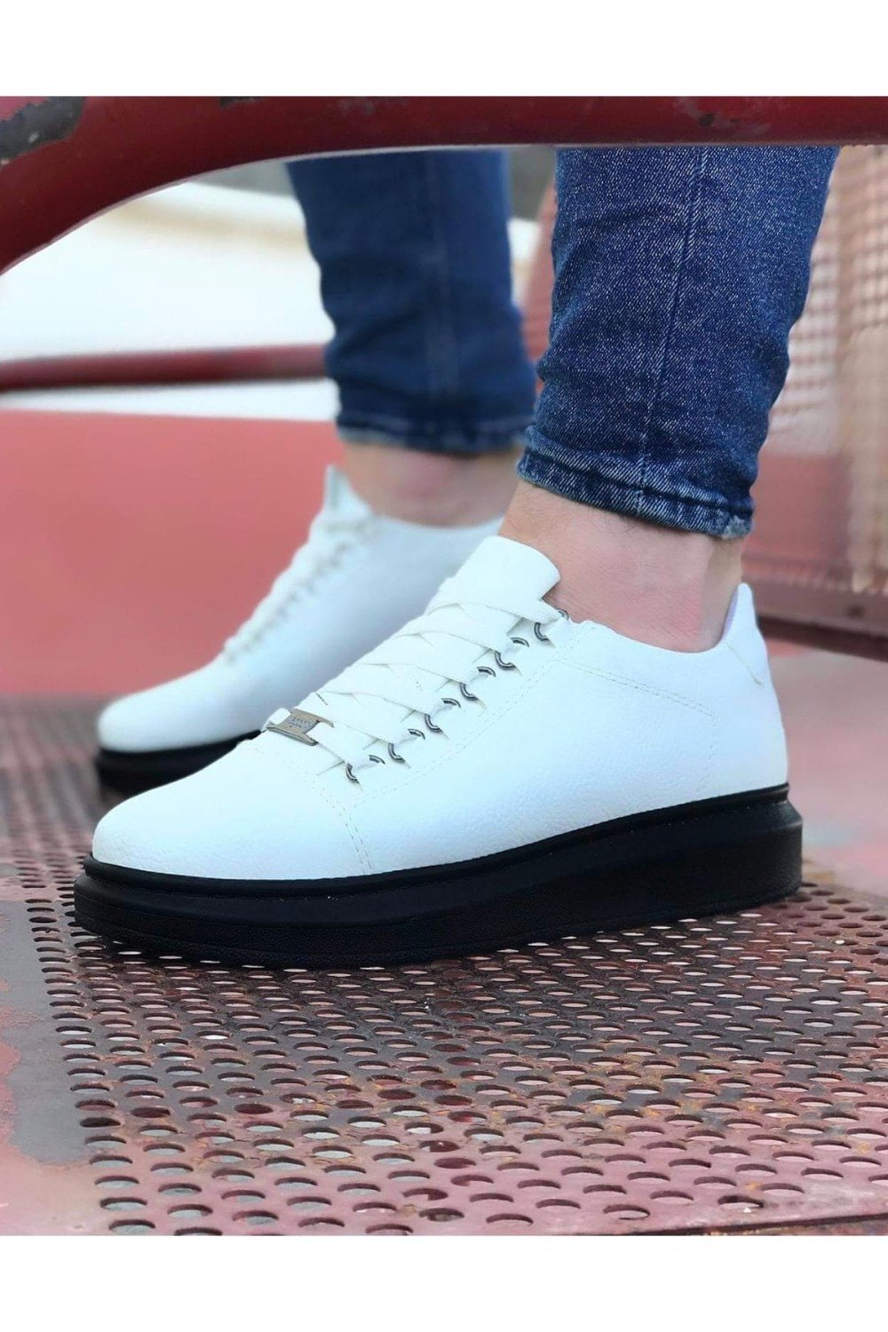 WG08 Erkek Günlük Bağcıklı Cilt Spor Sneaker Ayakkabı CST - Beyaz – Wagoon Erkek Ayakkabı