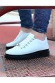 WG08 Erkek Günlük Bağcıklı Cilt Spor Sneaker Ayakkabı CST - Beyaz – Wagoon Erkek Ayakkabı