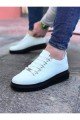 WG08 Erkek Günlük Bağcıklı Cilt Spor Sneaker Ayakkabı CST - Beyaz