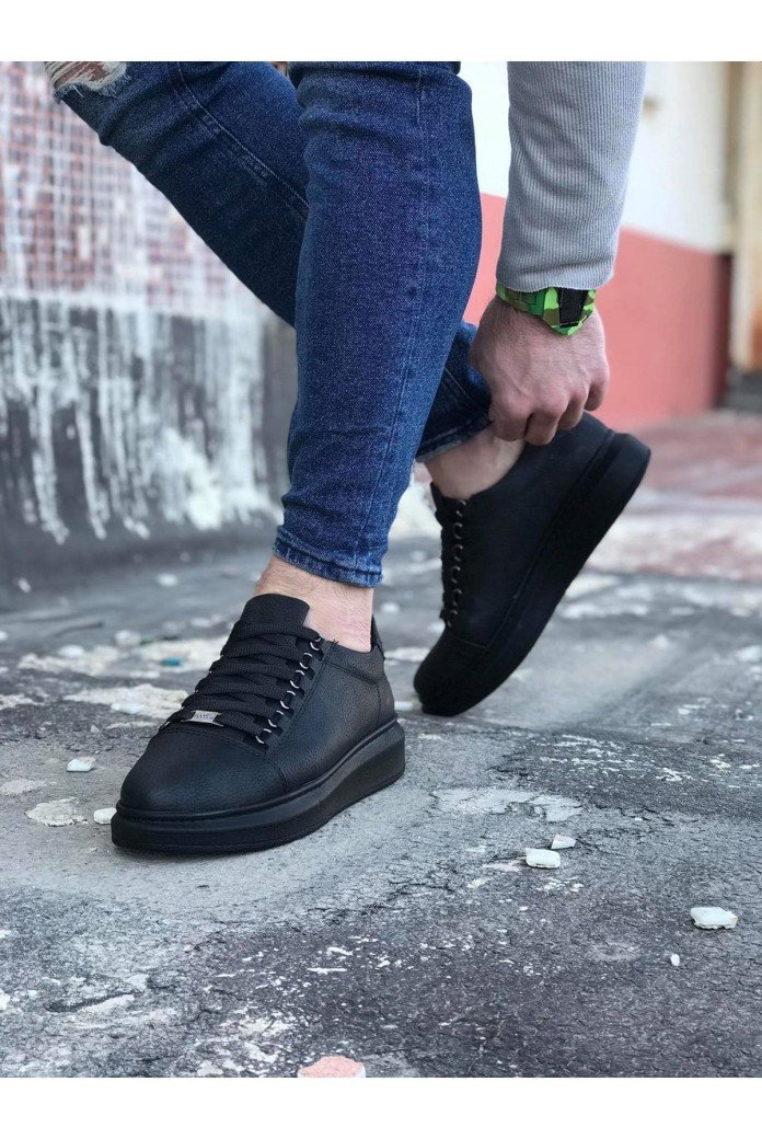 WG08 Erkek Günlük Bağcıklı Cilt Spor Sneaker Ayakkabı CST - Siyah WG08 Erkek Günlük Bağcıklı Cilt Spor Sneaker Ayakkabı CST - Siyah