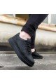 WG08 Erkek Günlük Bağcıklı Cilt Spor Sneaker Ayakkabı CST - Siyah – Wagoon Erkek Ayakkabı