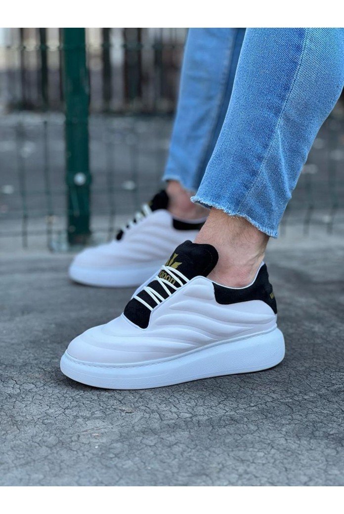 WG094 Erkek Günlük Bağcıklı Cilt Spor Sneaker Ayakkabı CBT - Beyaz/Siyah WG094 Erkek Günlük Bağcıklı Cilt Spor Sneaker Ayakkabı CBT - Beyaz/Siyah