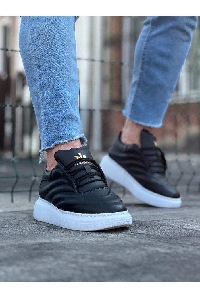 WG094 Erkek Günlük Bağcıklı Cilt Spor Sneaker Ayakkabı CBT - Siyah WG094 Erkek Günlük Bağcıklı Cilt Spor Sneaker Ayakkabı CBT - Siyah