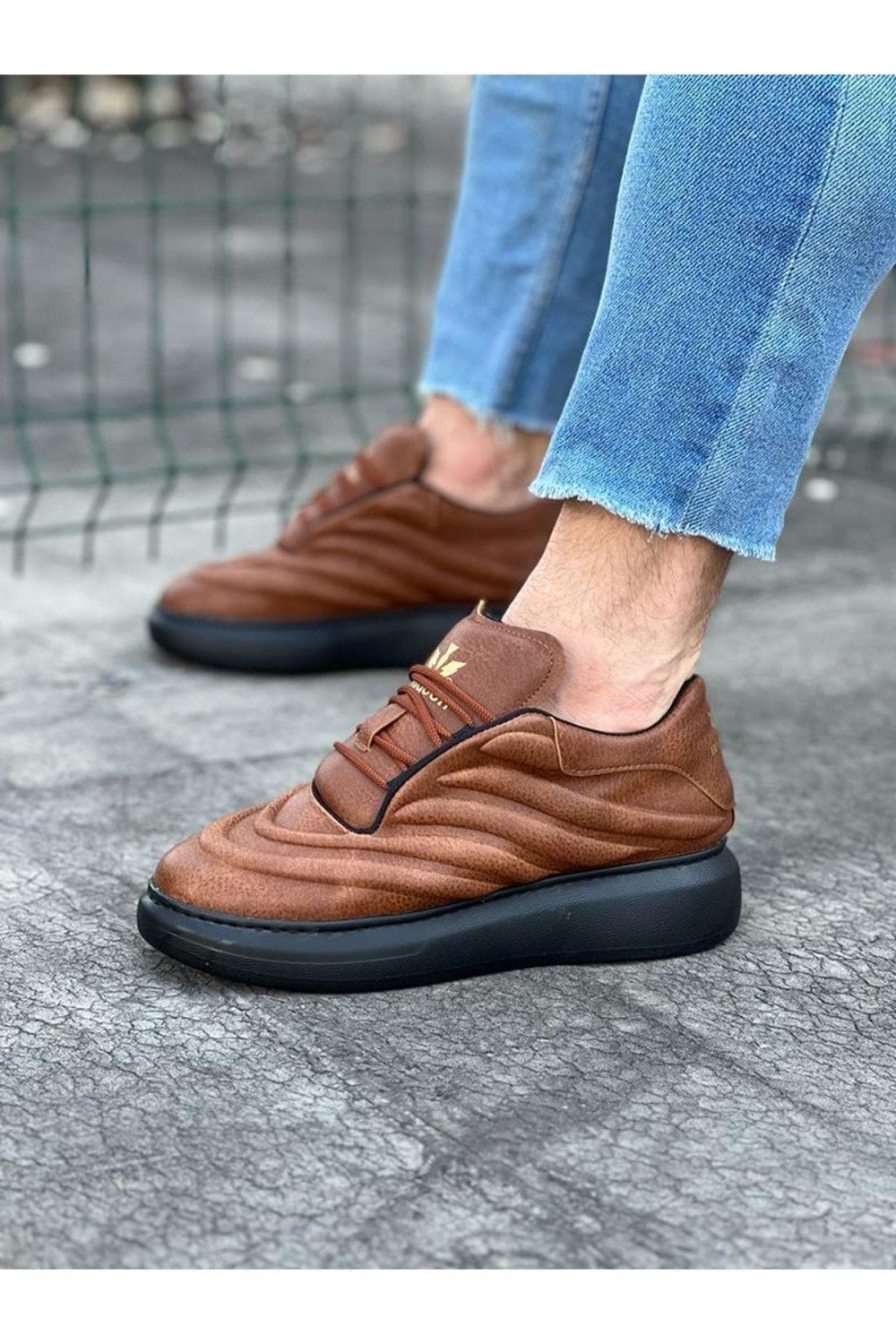 WG094 Erkek Günlük Bağcıklı Cilt Spor Sneaker Ayakkabı CST - Taba – Wagoon Erkek Ayakkabı
