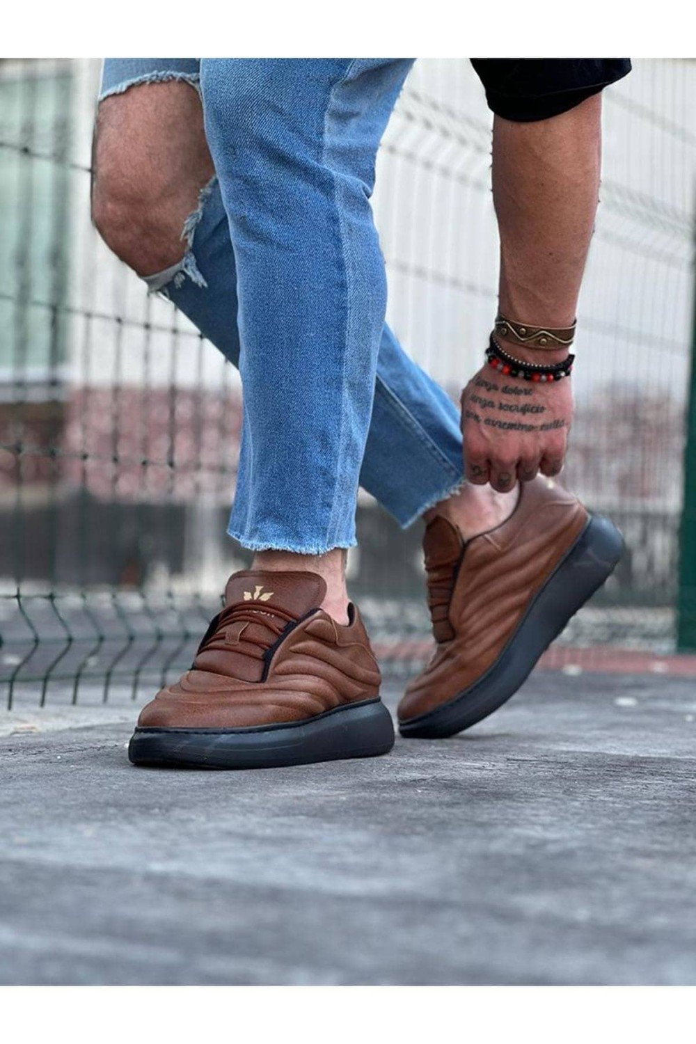 WG094 Erkek Günlük Bağcıklı Cilt Spor Sneaker Ayakkabı CST - Taba – Wagoon Erkek Ayakkabı