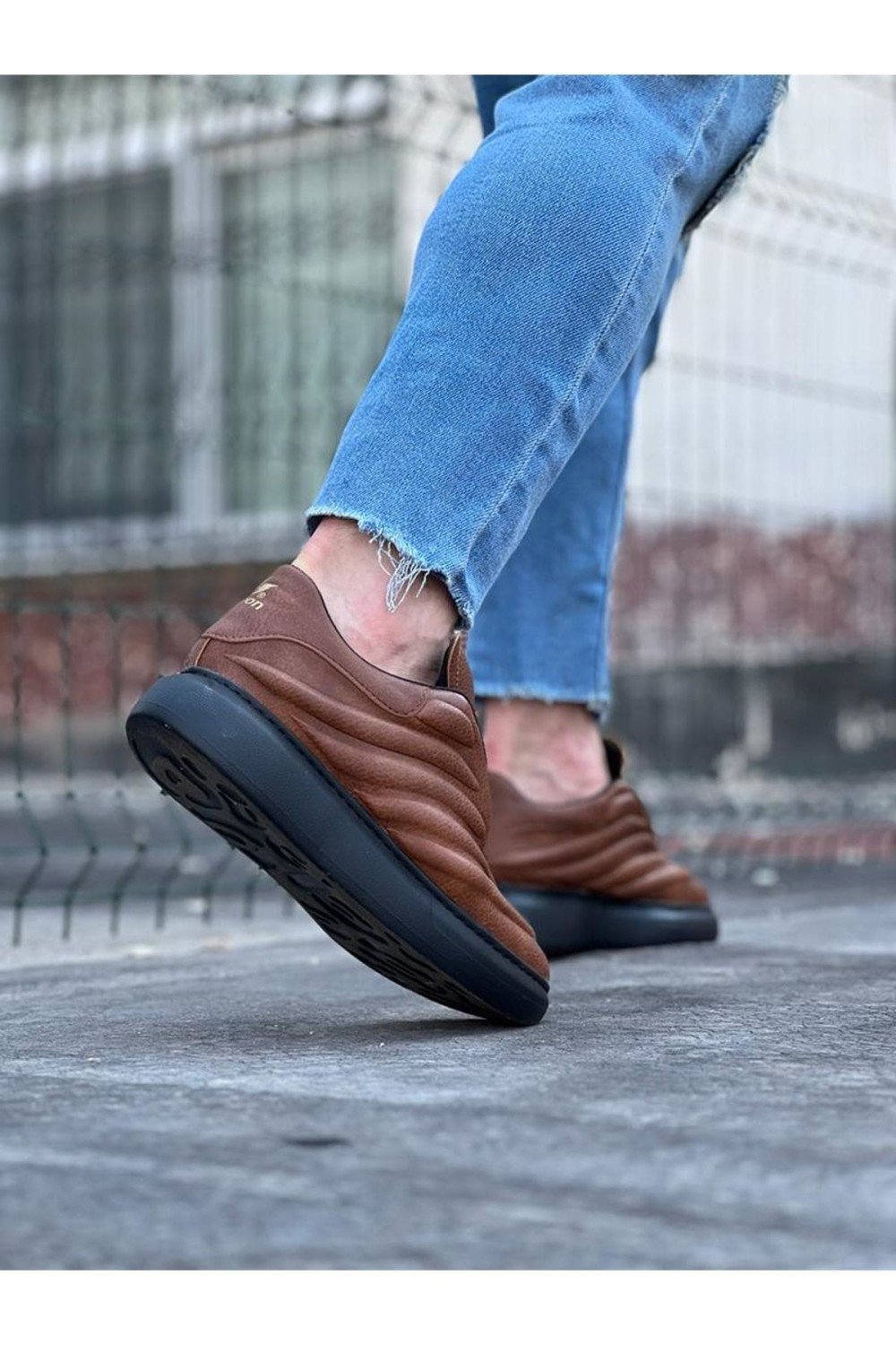 WG094 Erkek Günlük Bağcıklı Cilt Spor Sneaker Ayakkabı CST - Taba – Wagoon Erkek Ayakkabı