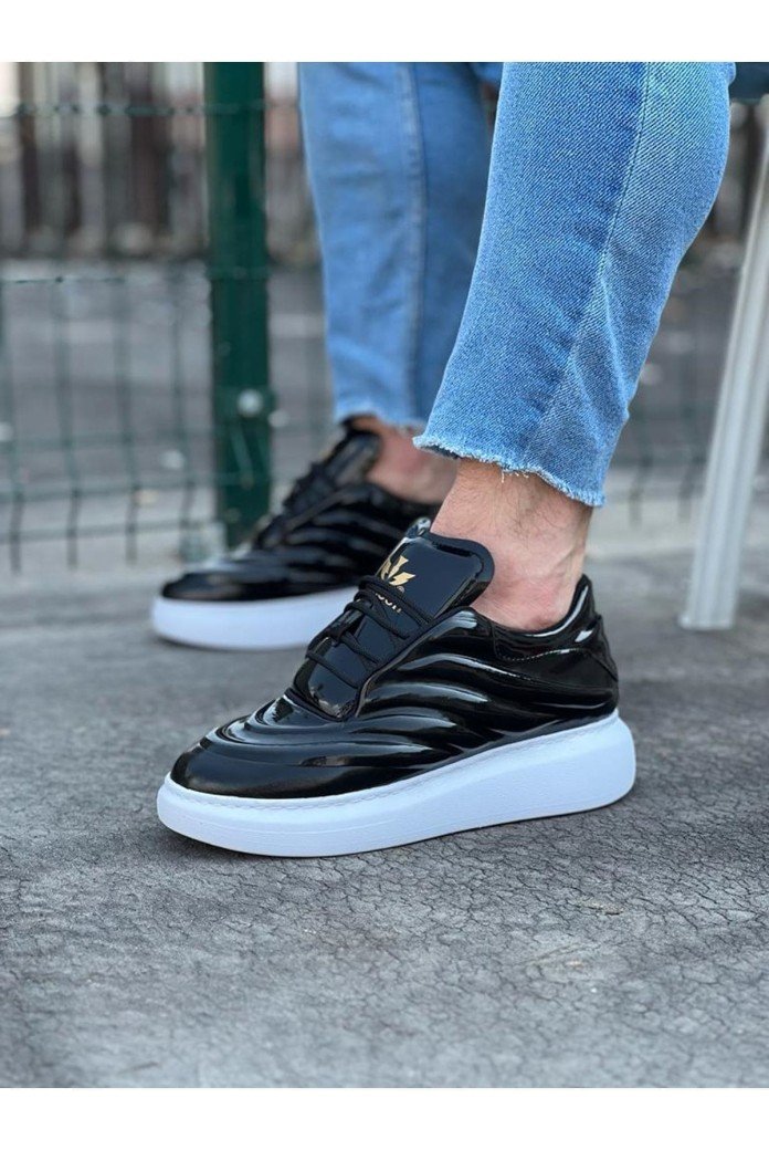 WG094 Erkek Günlük Bağcıklı Rugan Spor Sneaker Ayakkabı RBT - Siyah WG094 Erkek Günlük Bağcıklı Rugan Spor Sneaker Ayakkabı RBT - Siyah