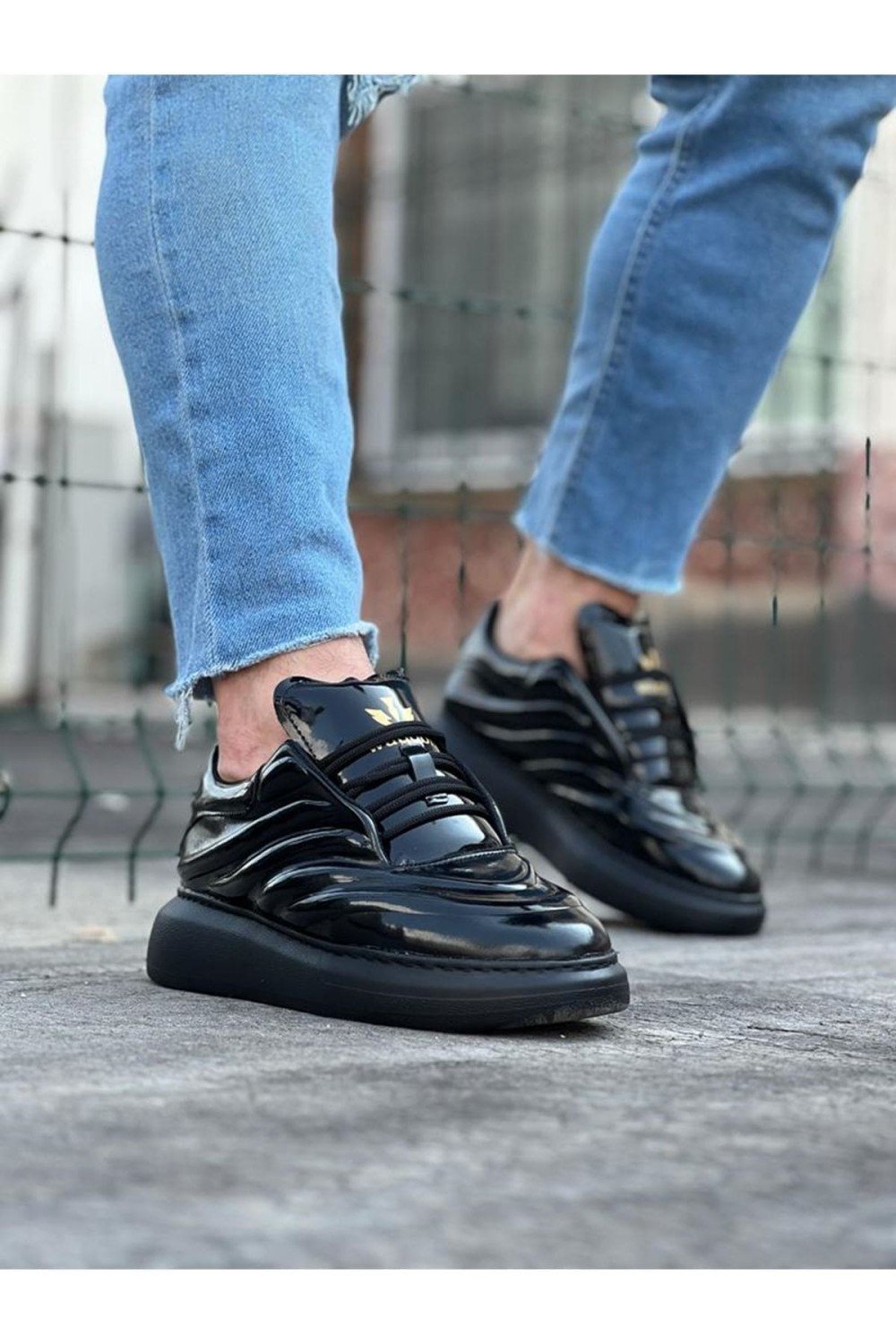 WG094 Erkek Günlük Bağcıklı Rugan Spor Sneaker Ayakkabı RST - Siyah Erkek Ayakkabı WG094 Erkek Günlük Bağcıklı Rugan Spor Sneaker Ayakkabı RST - Siyah – Wagoon Erkek Ayakkabı