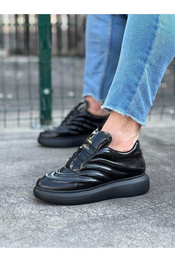 WG094 Erkek Günlük Bağcıklı Rugan Spor Sneaker Ayakkabı RST - Siyah WG094 Erkek Günlük Bağcıklı Rugan Spor Sneaker Ayakkabı RST - Siyah
