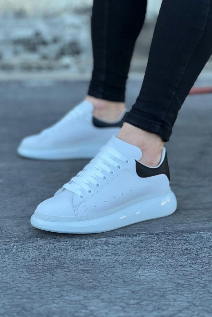 WG095 Erkek Günlük Bağcıklı Cilt Spor Sneaker Ayakkabı CBT - Beyaz/Siyah WG095 Erkek Günlük Bağcıklı Cilt Spor Sneaker Ayakkabı CBT - Beyaz/Siyah