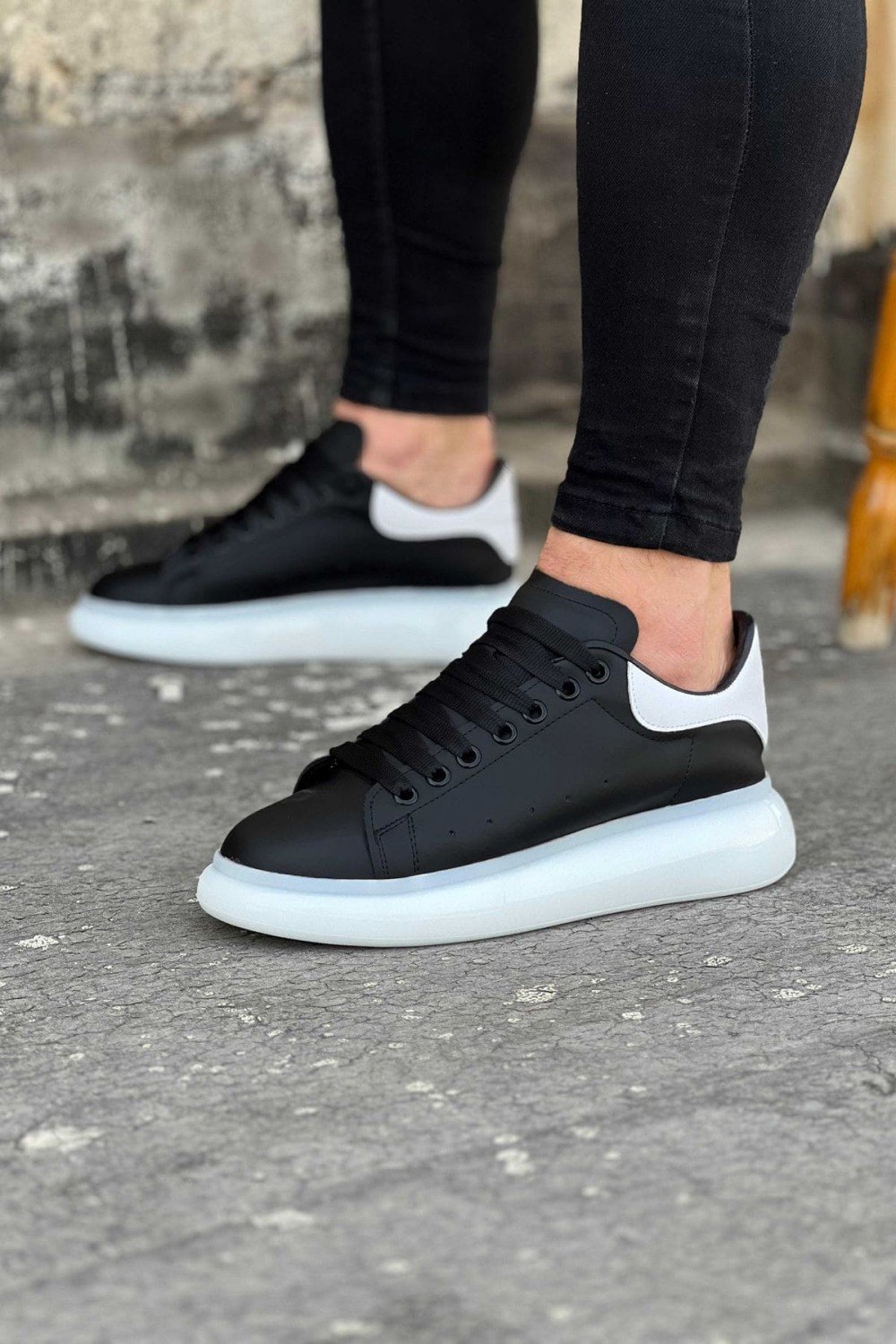 WG095 Erkek Günlük Bağcıklı Cilt Spor Sneaker Ayakkabı CBT - Siyah/Beyaz Erkek Ayakkabı WG095 Erkek Günlük Bağcıklı Cilt Spor Sneaker Ayakkabı CBT - Siyah/Beyaz – Wagoon Erkek Ayakkabı