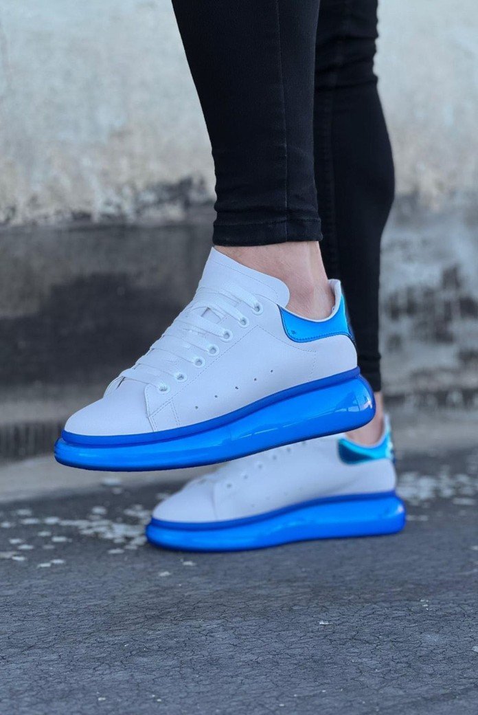 WG095 Erkek Günlük Bağcıklı Cilt Spor Sneaker Ayakkabı CMT - Beyaz/Mavi WG095 Erkek Günlük Bağcıklı Cilt Spor Sneaker Ayakkabı CMT - Beyaz/Mavi