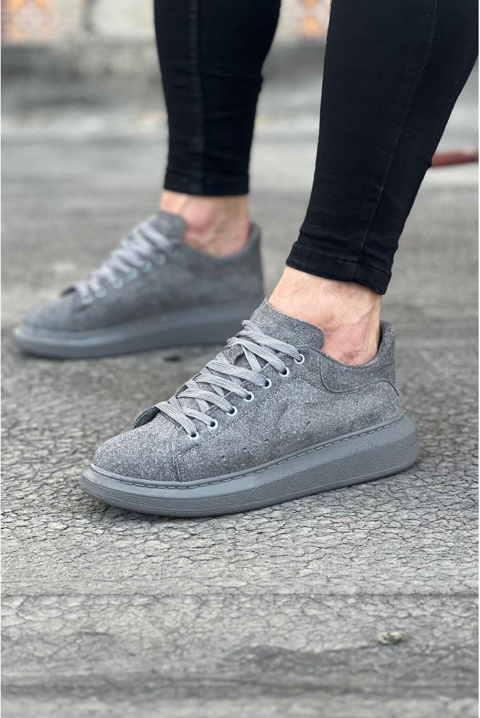 WG096 Erkek Günlük Bağcıklı Süet Spor Sneaker Ayakkabı SGT - Gri