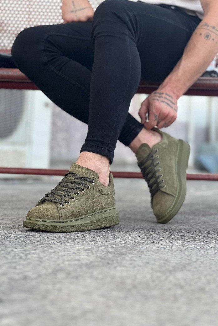 WG096 Erkek Günlük Bağcıklı Süet Spor Sneaker Ayakkabı SHT - Haki WG096 Erkek Günlük Bağcıklı Süet Spor Sneaker Ayakkabı SHT - Haki