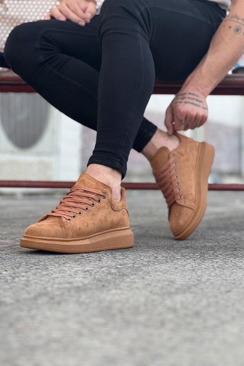 WG096 Erkek Günlük Bağcıklı Süet Spor Sneaker Ayakkabı STT - Taba – Wagoon Erkek Ayakkabı