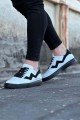 WG160 Erkek Günlük Bağcıklı Cilt Süet Spor Sneaker Ayakkabı CSST - Beyaz/Siyah – Wagoon Erkek Ayakkabı