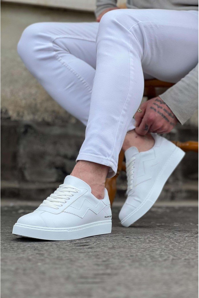 WG160 Erkek Günlük Bağcıklı Süet Cilt Spor Sneaker Ayakkabı CBT - Beyaz