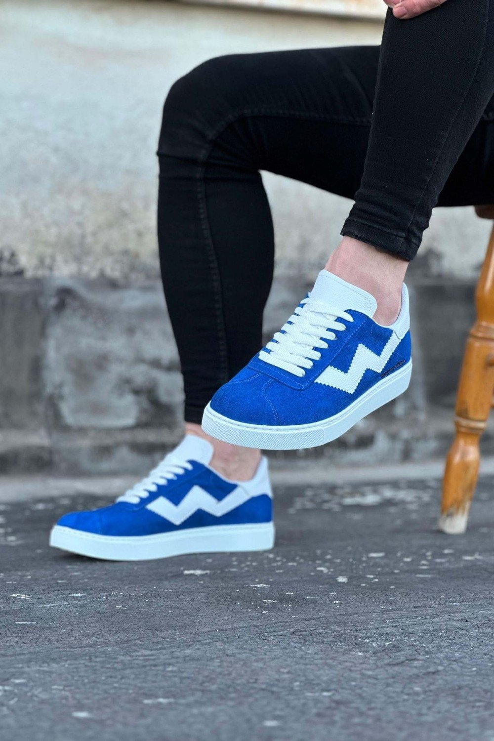 WG160 Erkek Günlük Bağcıklı Süet Cilt Spor Sneaker Ayakkabı SCBT - Mavi/Beyaz – Wagoon Erkek Ayakkabı