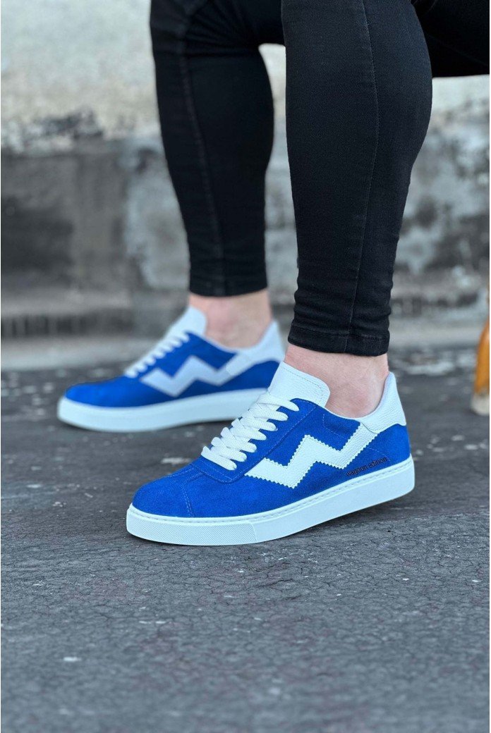 WG160 Erkek Günlük Bağcıklı Süet Cilt Spor Sneaker Ayakkabı SCBT - Mavi/Beyaz WG160 Erkek Günlük Bağcıklı Süet Cilt Spor Sneaker Ayakkabı SCBT - Mavi/Beyaz