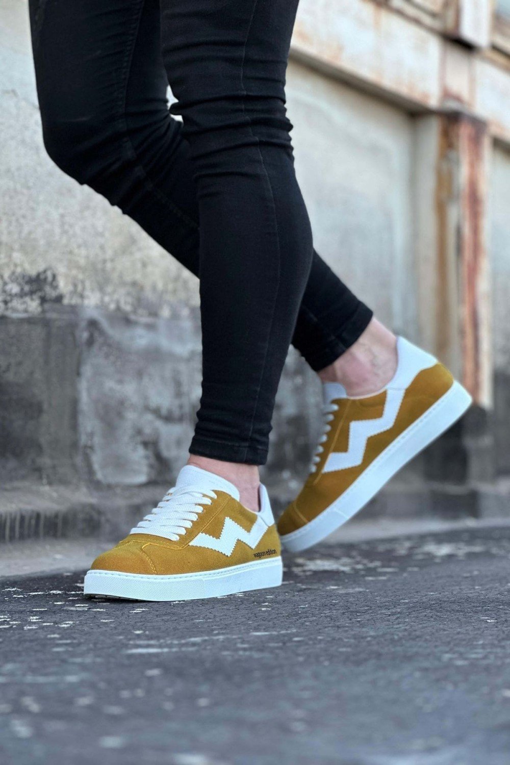 WG160 Erkek Günlük Bağcıklı Süet Cilt Spor Sneaker Ayakkabı SCBT - Sarı/Beyaz – Wagoon Erkek Ayakkabı