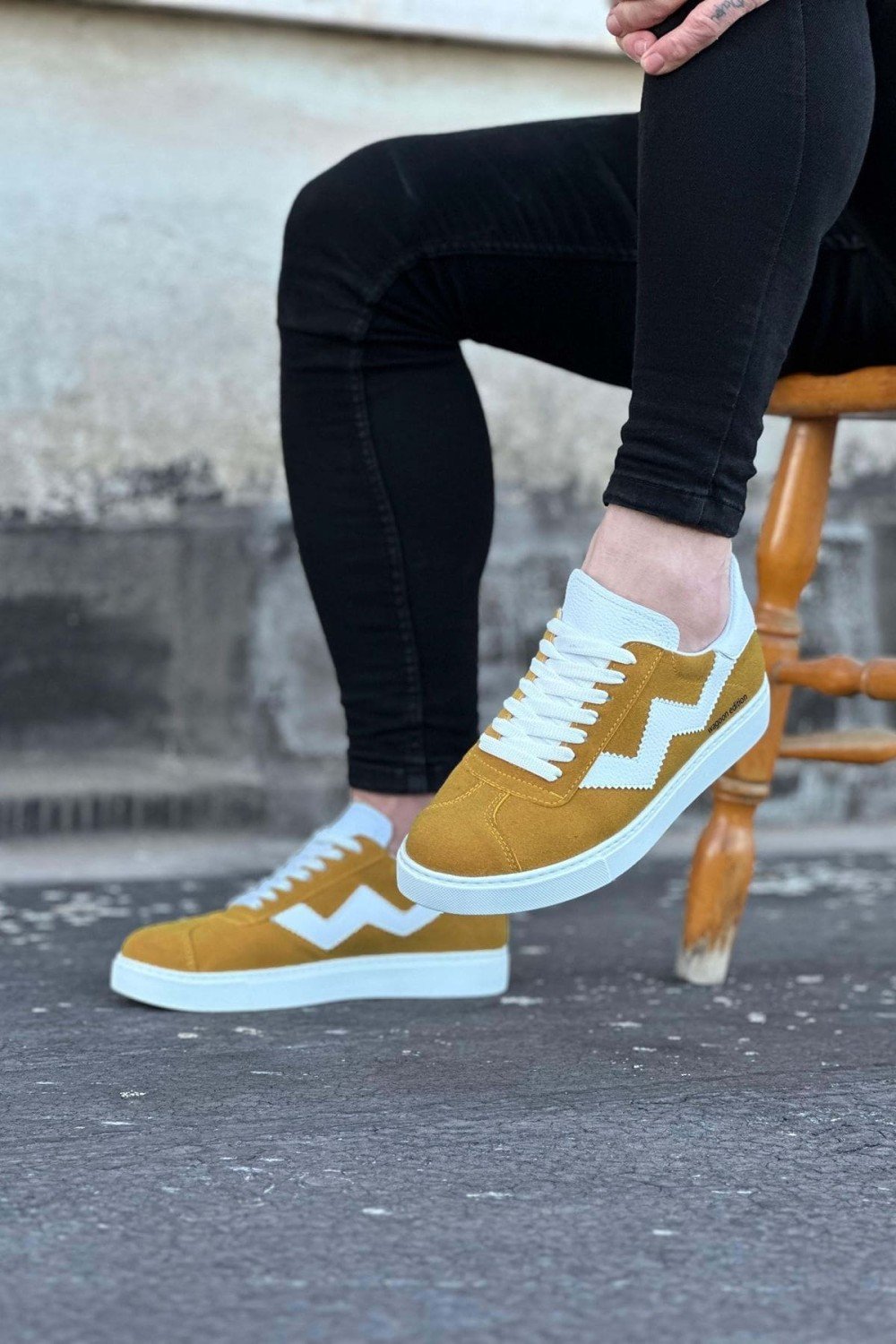 WG160 Erkek Günlük Bağcıklı Süet Cilt Spor Sneaker Ayakkabı SCBT - Sarı/Beyaz – Wagoon Erkek Ayakkabı