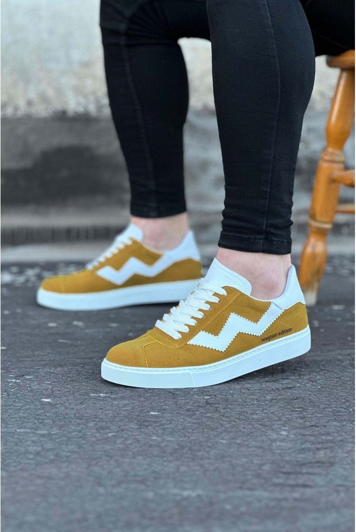 WG160 Erkek Günlük Bağcıklı Süet Cilt Spor Sneaker Ayakkabı SCBT - Sarı/Beyaz WG160 Erkek Günlük Bağcıklı Süet Cilt Spor Sneaker Ayakkabı SCBT - Sarı/Beyaz