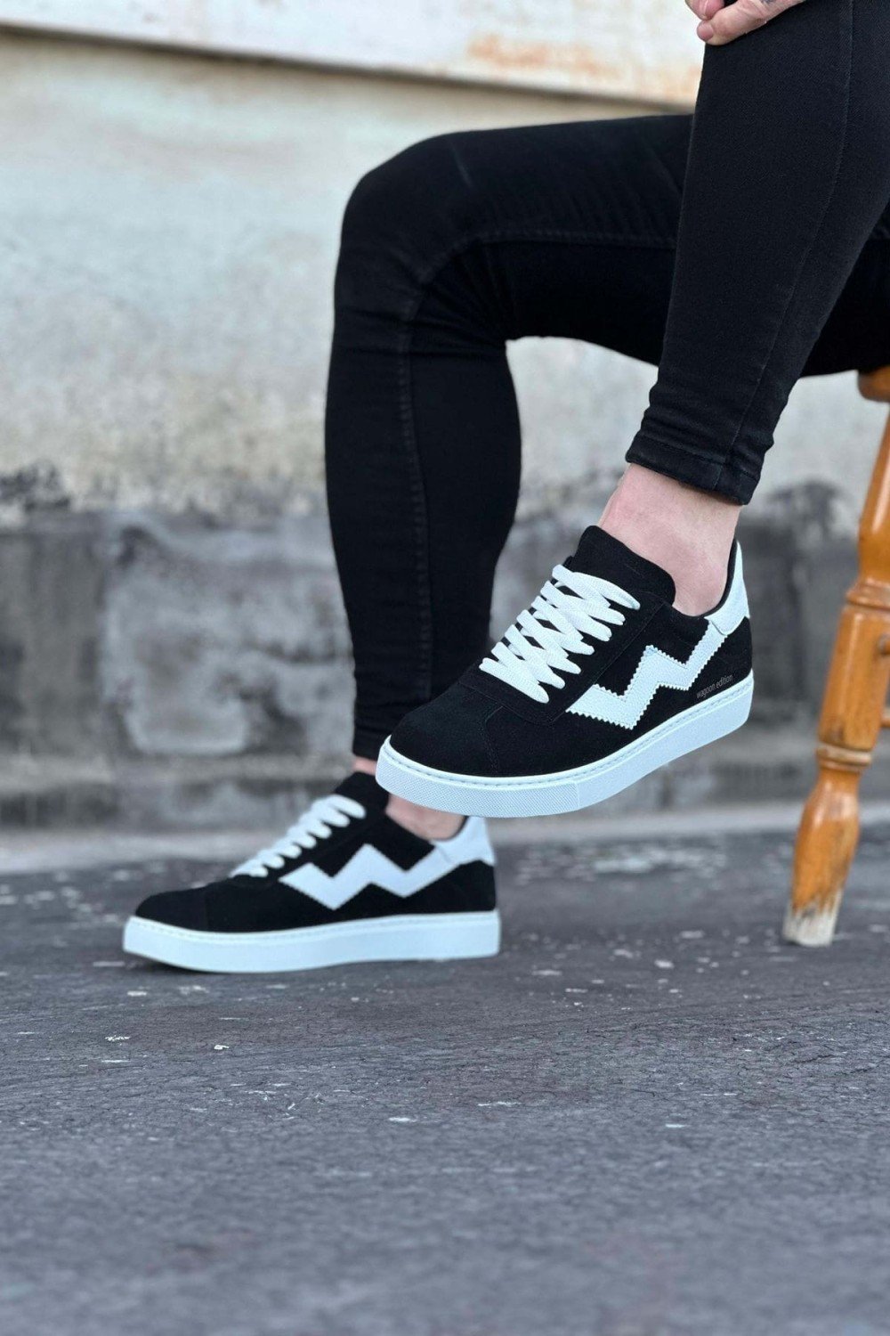 WG160 Erkek Günlük Bağcıklı Süet Cilt Spor Sneaker Ayakkabı SCBT - Siyah/Beyaz – Wagoon Erkek Ayakkabı