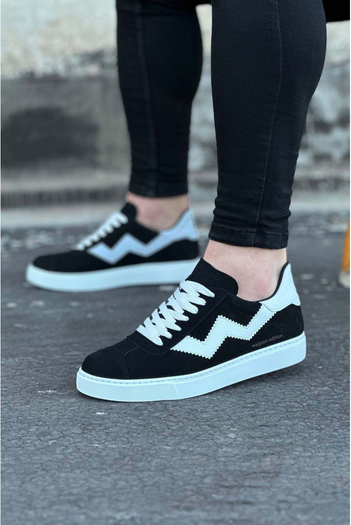 WG160 Erkek Günlük Bağcıklı Süet Cilt Spor Sneaker Ayakkabı SCBT - Siyah/Beyaz WG160 Erkek Günlük Bağcıklı Süet Cilt Spor Sneaker Ayakkabı SCBT - Siyah/Beyaz